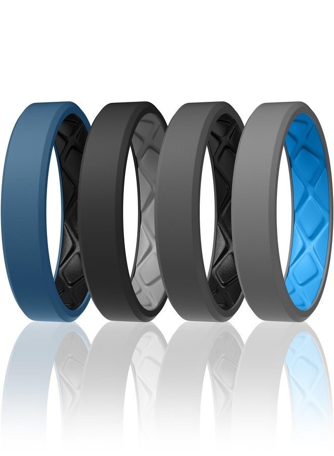 Egnaro Men's Silicone Rings, 7.5mm Wide 2.5mm Thick Rubber Bands For Him, Ergonomic Beveled Edge Two Tone Waterproof Workout Accessories - Image 1